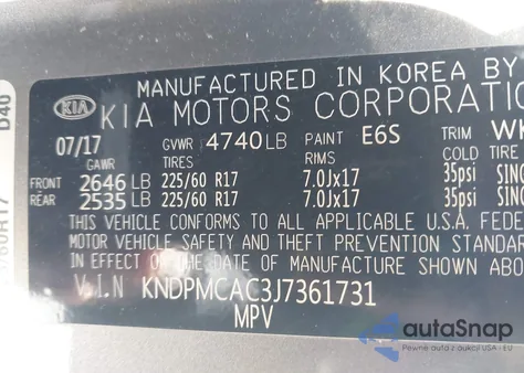 2018 Kia Sportage Lx из США, поврежденный, VIN KNDPMCAC3J7361731